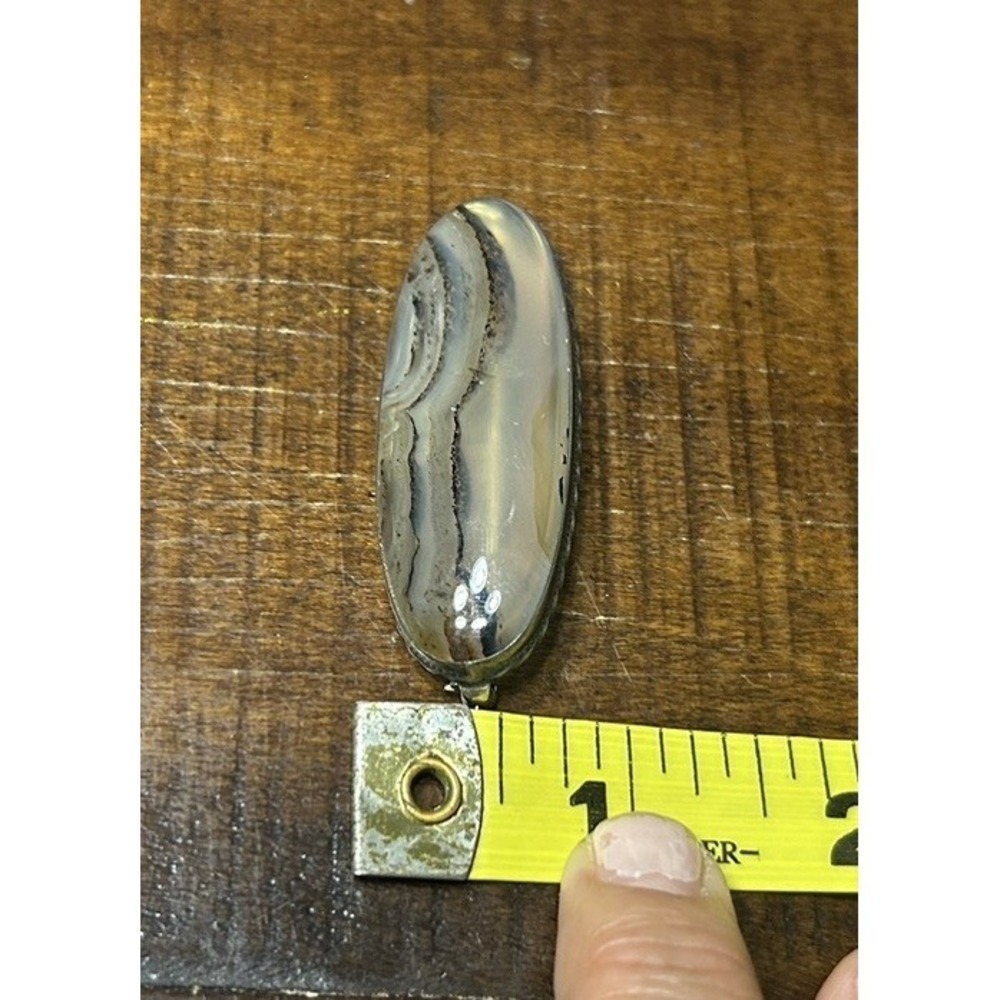 Edwardian Moss? Lace? Agate Pin Brooch Oval Unmarked - Picture 6 of 6